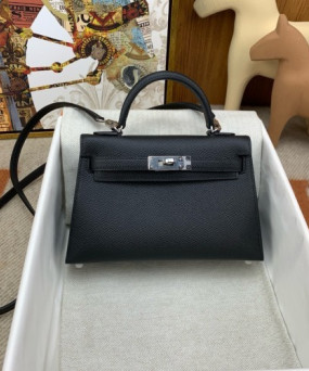 에르메스 미니 켈리백19 블랙 은장